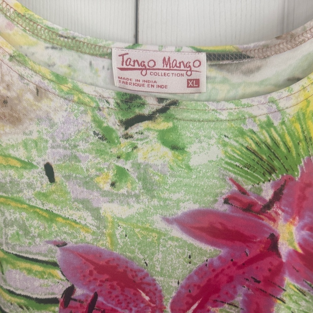 Tropical Floral Midi Dress - Pink and Green - Picture 2 of 3